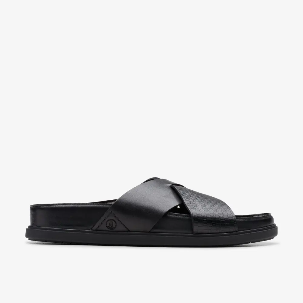Mens Torford Cross Black Leather Flat Sandals online