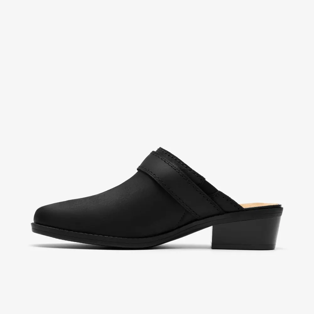 Womens Danyelle Mist Black Leather Clogs & Mules online