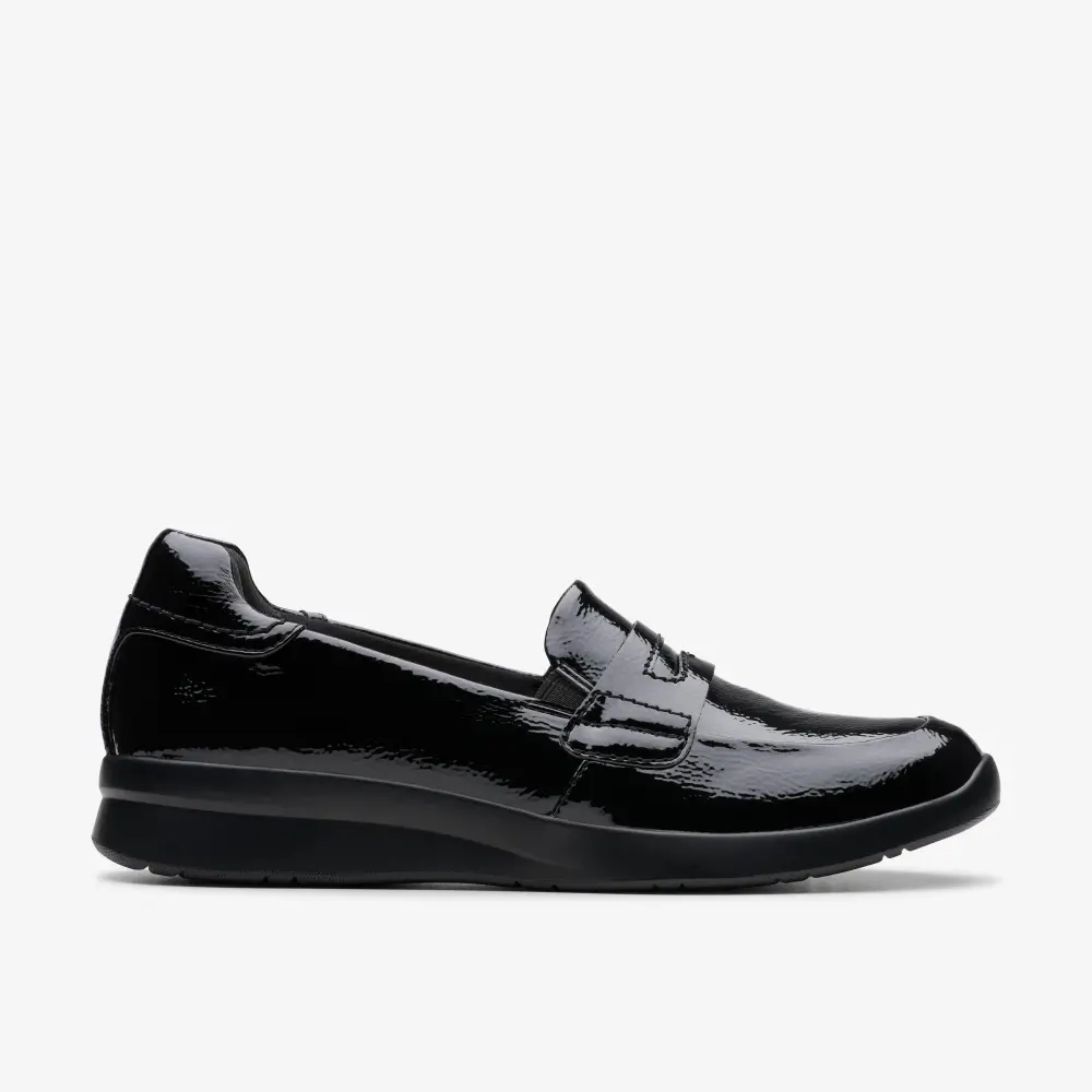 Womens Ellowyn Penny Black Crinkle Patent Slip Ons online
