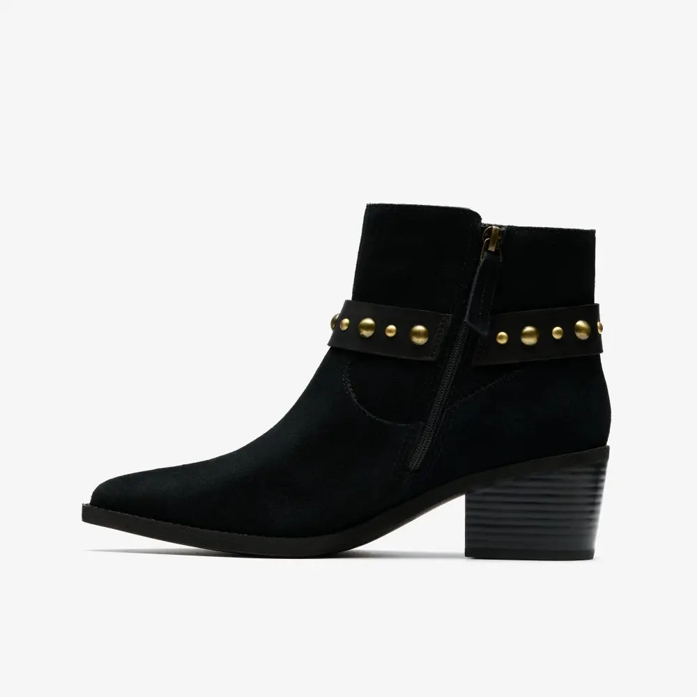 Womens Morzine Buckle Black Suede Ankle Boots online