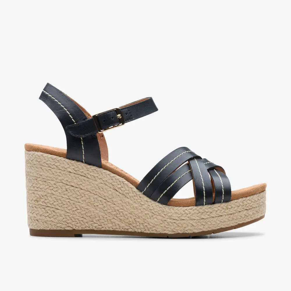 Women’s Sabina Strap Black Leather Wedges online