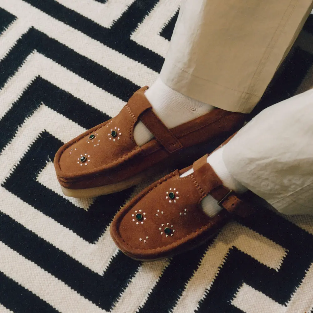 Womens Wallabee T Bar Brown/Orange Suede T Bar Shoes online